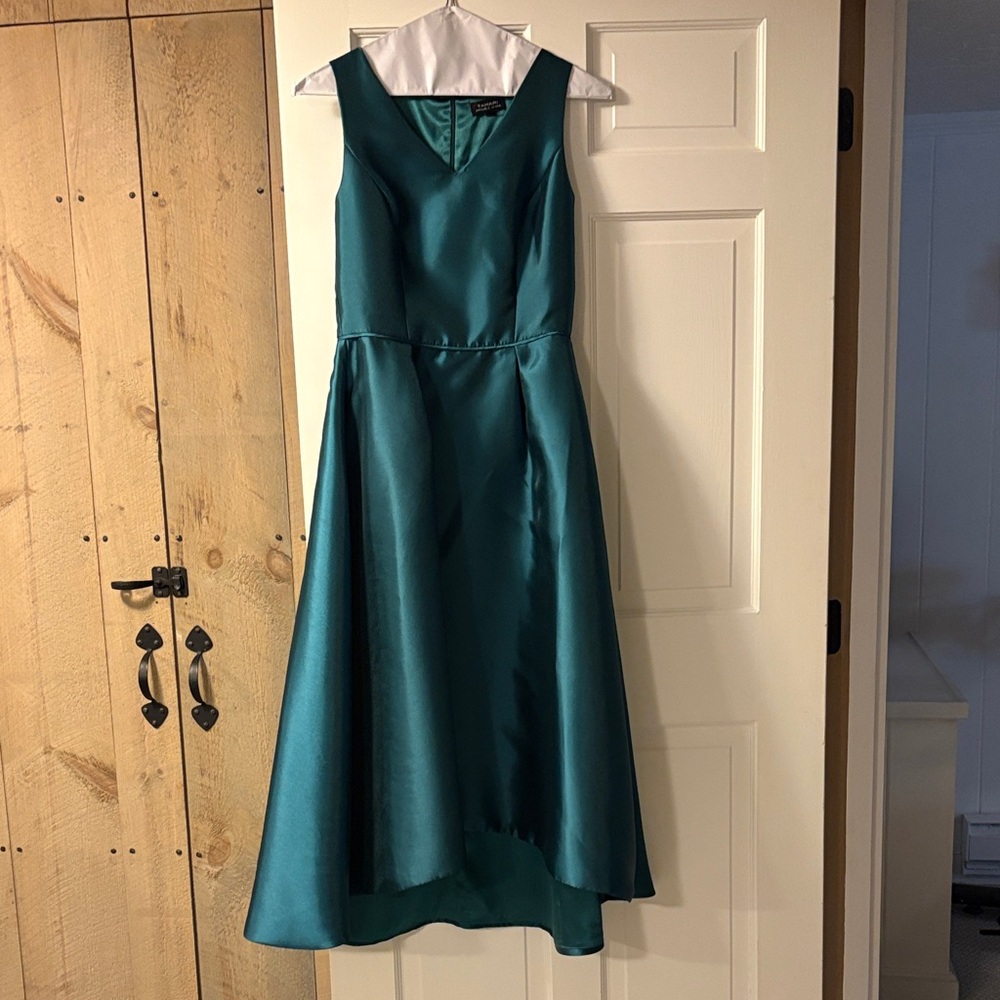 Tahari High Low Teal Dress